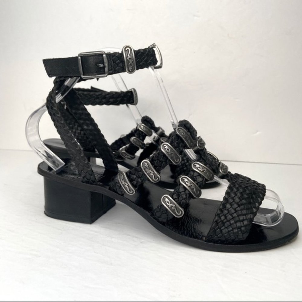 TopShop braided leather ankle wrap sandals sz 38